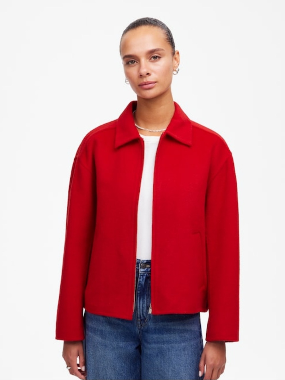 Lauren Ralph Lauren Women's Red Wool Zip-Up Jacket 6